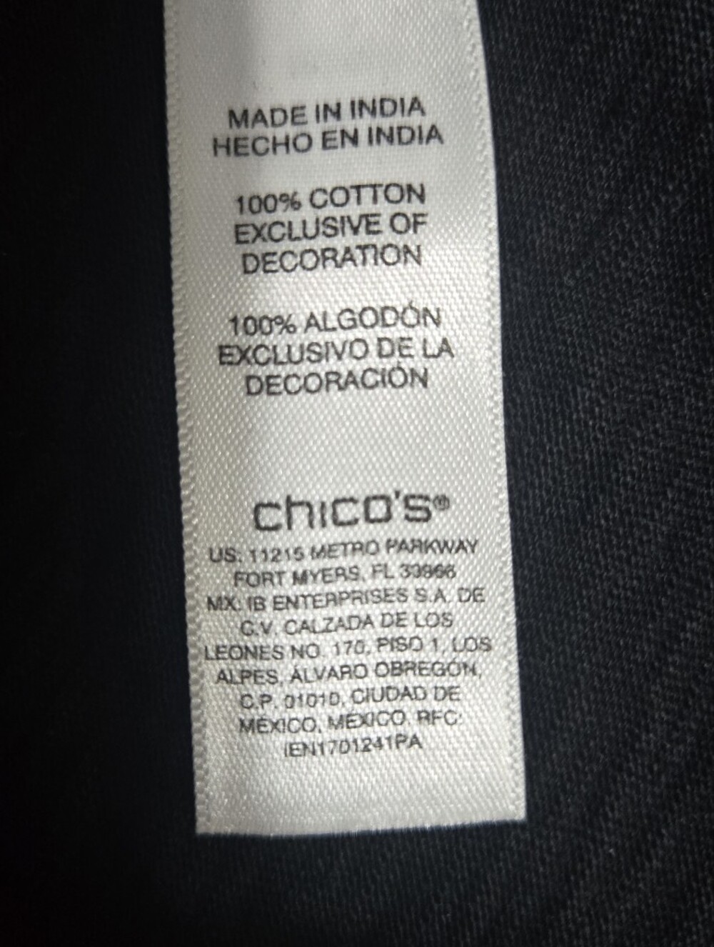 Chico's Size 2 Black Cotton V-neck Midi Dress, White Embroidery Short Sleeves - Picture 12 of 12